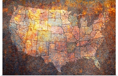 Vintage rusty map of USA