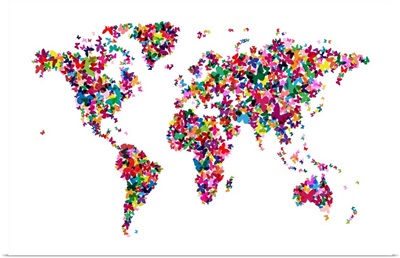 World Art map made up of Butterflies