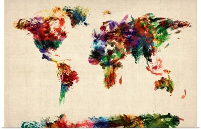 World Art map made up of paint