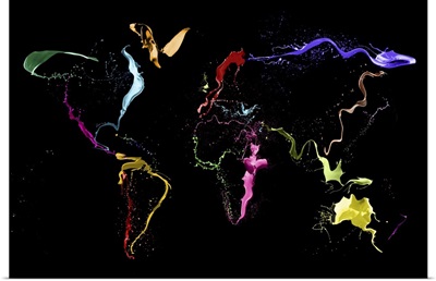 World Map Abstract Paint