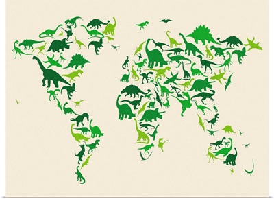World Map Dinosaurs, Green