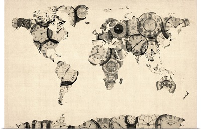 World Map made up of Clocks
