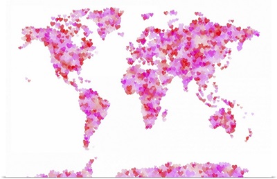 World Map made up of Hearts