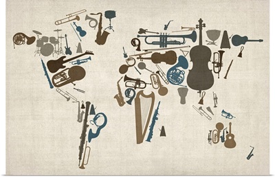 World map made up of Musical Instruments