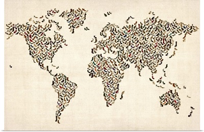 World map made up of shoes