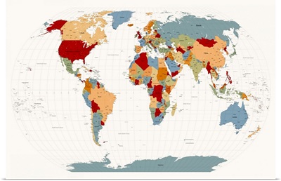 World Map Muted Colors