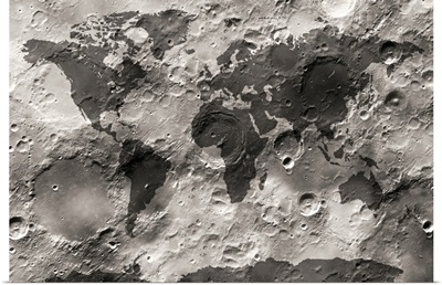 World map on Moon's surface