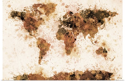 World Map Paint Splashes Bronze