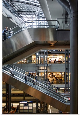 Germany, Berlin, Different Levels And Escalators At Local Central Station