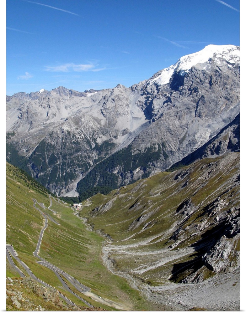 Western side of Passo dello Stelvio, Stelvio Pass, 2757 m (9045 feet) is the highest paved mountain pass in the Eastern Al...