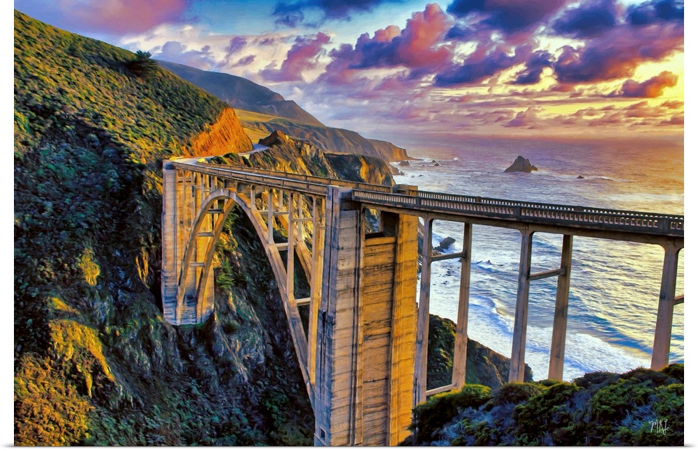 A spectacular view of the Bixby Bridge (built in 1932) and Highway One in Big Sur. Michael Lynberg's stunning works of pho...