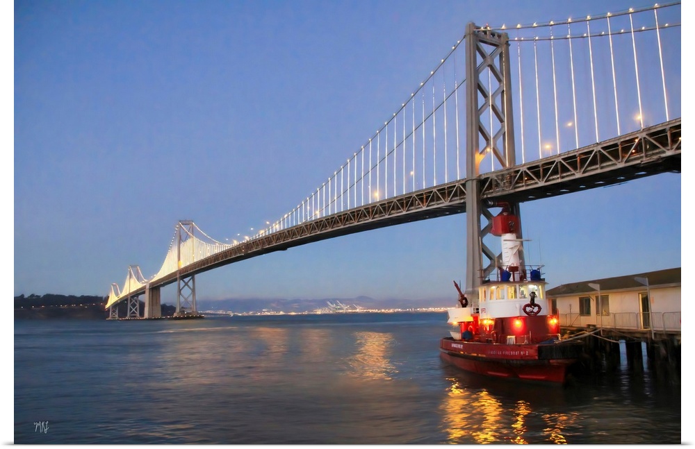 Opened in 1936, this section of the San Francisco-Oakland Bay Bridge is an enduring work of art. At its base is Fireboat S...