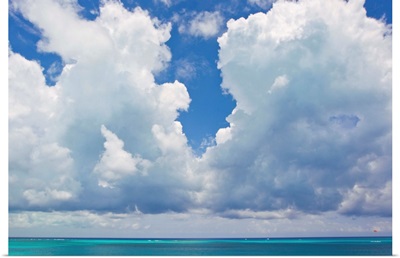 Large clouds over Grace Bay, in the Turks and Caicos Islands