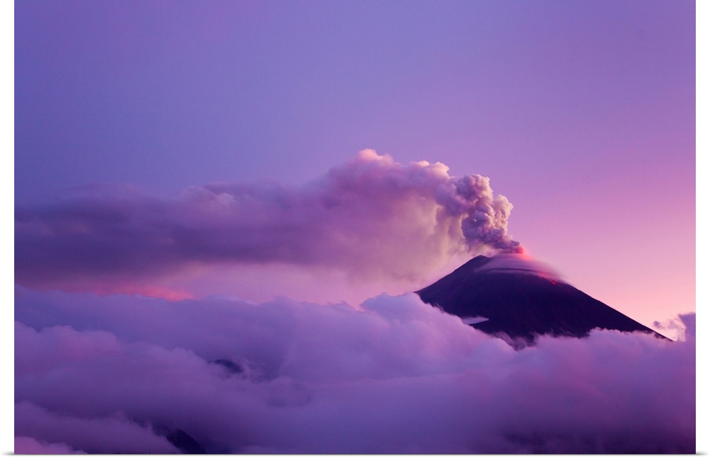 The Tungurahua volcano erupting near the city of Ba..os, Ecuador.