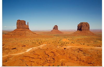 The rock formation called Mittens, and desert landscape