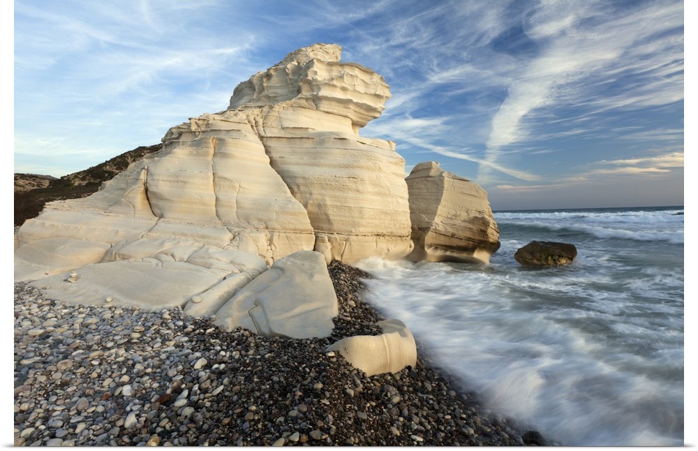 weatherd and eroded by wind and sea, south coast of the Island of Cyprus, Europe