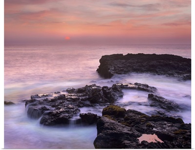 Coastal Rocks At Sunset, Pu'uhonua, Big Island, Hawaii