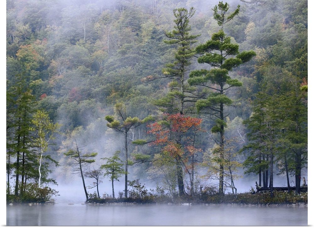 Emerald Lake in fog, Emerald Lake State Park, Vermont