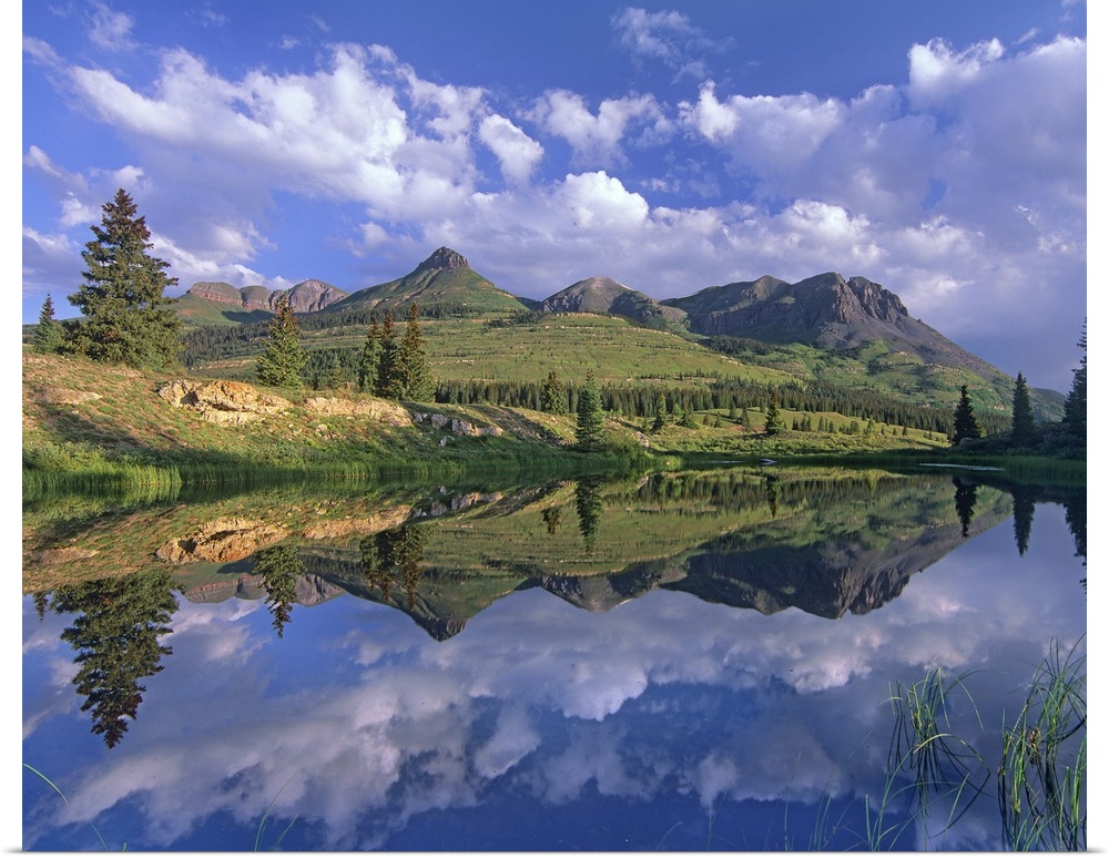 Grand Turk and Sultan Mountain reflected in Molas Lake, Colorado