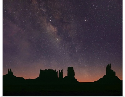 Milky Way And Starry Sky Over Buttes, Monument Valley, Arizona