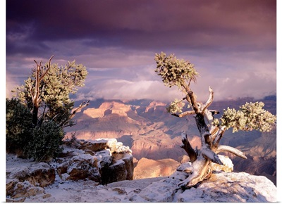 South Rim of Grand Canyon with a dusting of snow, Grand Canyon National Park, Arizona