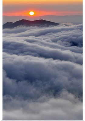 Sunrise over mountain and clouds, Spain