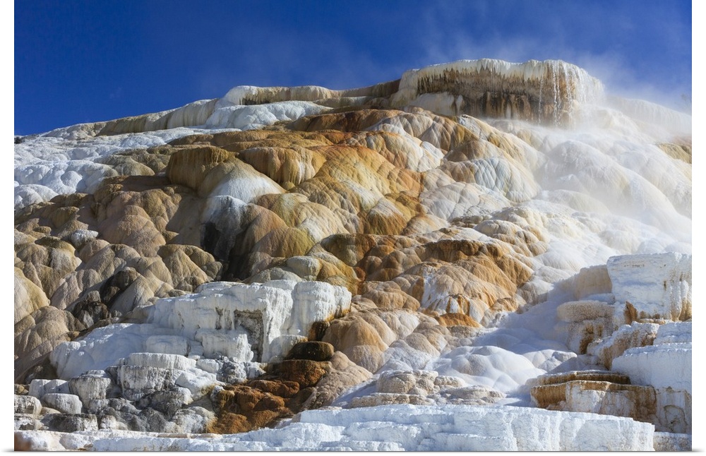 Travertine formations, Mammoth Hot Springs, Yellowstone National Park, Wyoming.