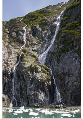 Waterfalls near South Sawyer Glacier, Tracy Arm-Fords Terror Wilderness, Alaska