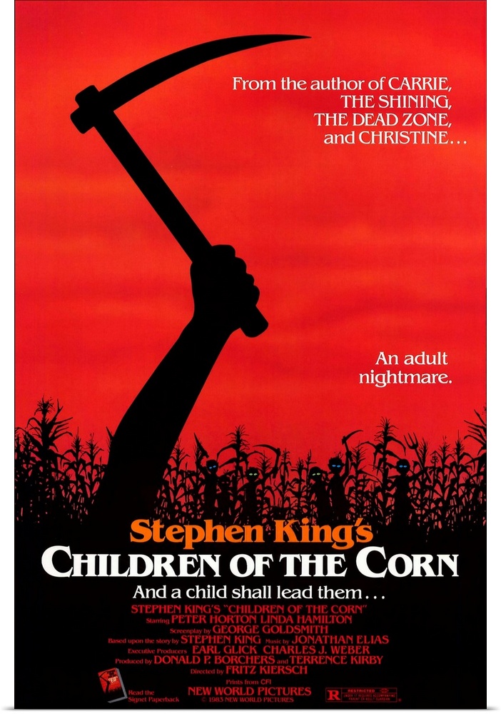 Young couple lands in a small Iowa town where children appease a demon by murderously sacrificing adults. Time to move or ...