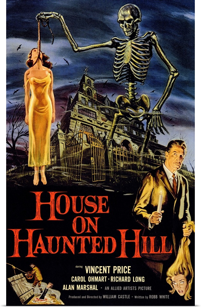 A wealthy man throws a haunted house party and offers $10,000 to anyone who can survive the night there. Vintage cheap hor...