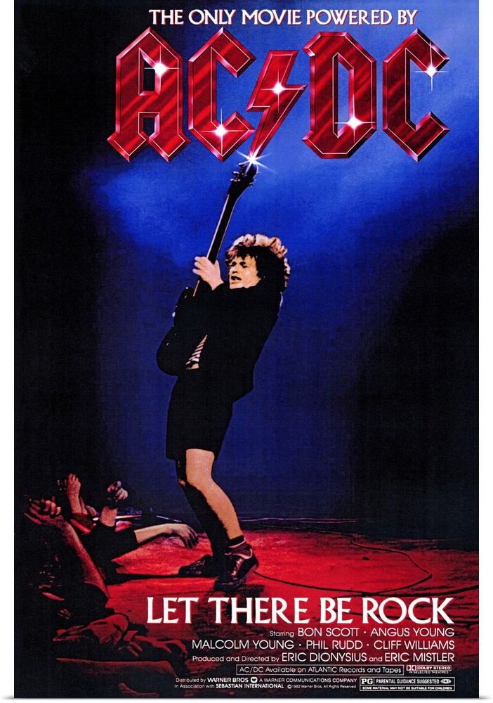 Poster for the movie titled "Let There Be Rock". It shows a guitar player at the edge of the stage playing with the crowds...