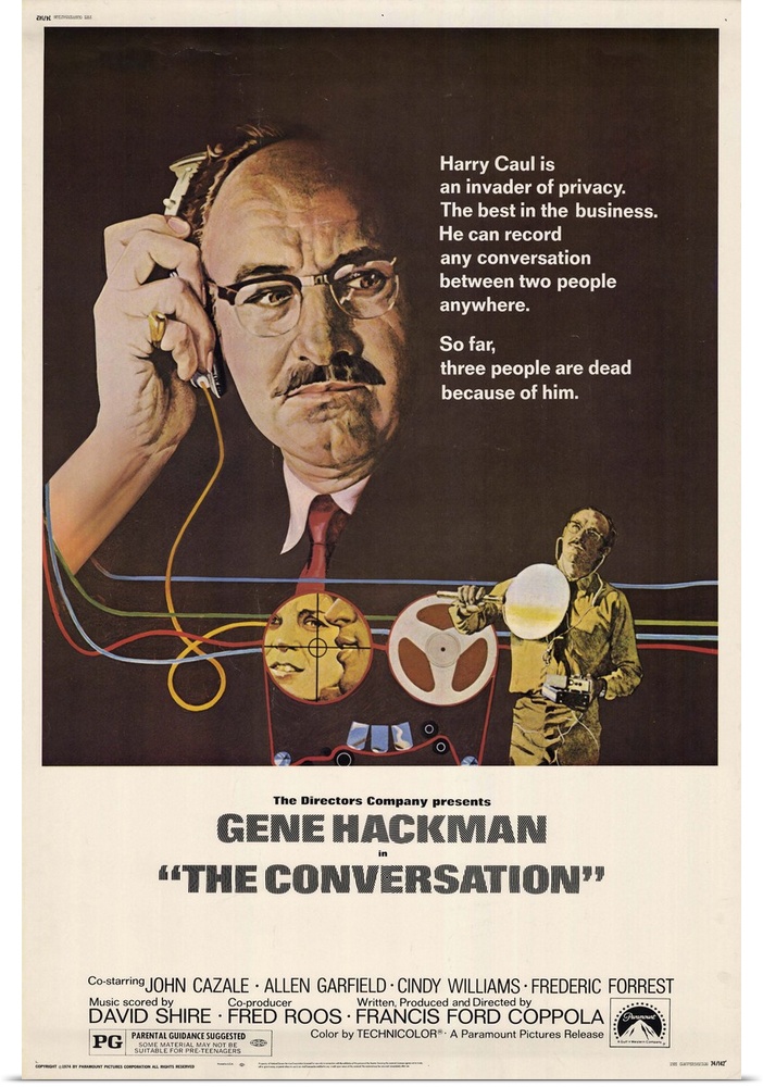 Freelance surveillance expert Harry Caul (Hackman) is becoming increasingly uneasy about his current job for a powerful bu...
