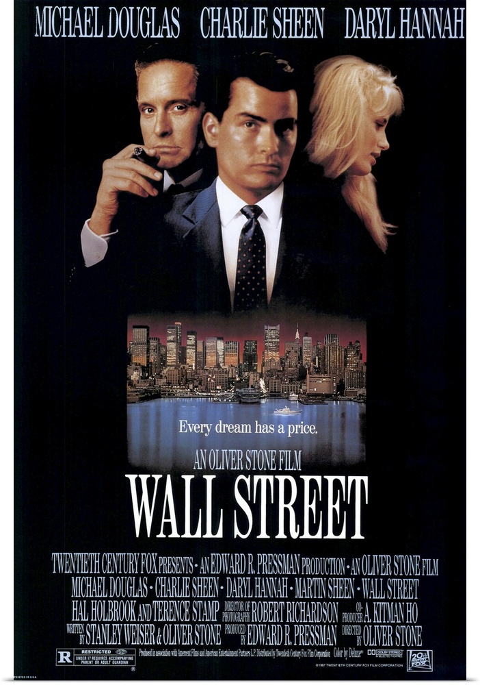 Stone''s energetic, high-minded big business treatise in which naive, neophyte stockbroker Bud Fox (Charlie Sheen) is sedu...