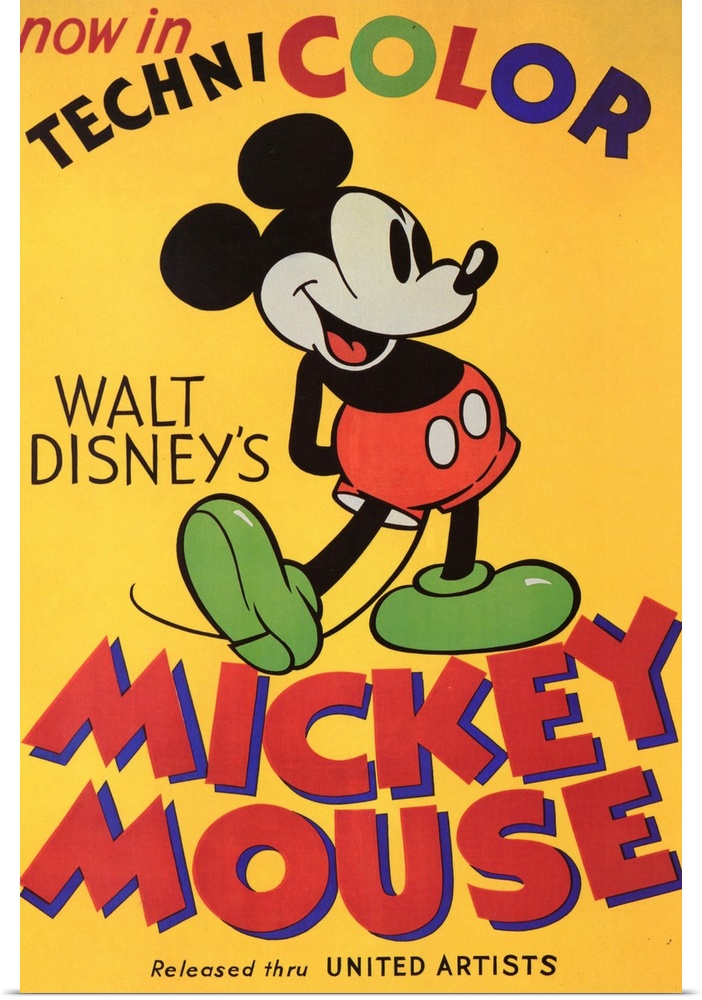 Large canvas of Mickey Mouse on a bright background.