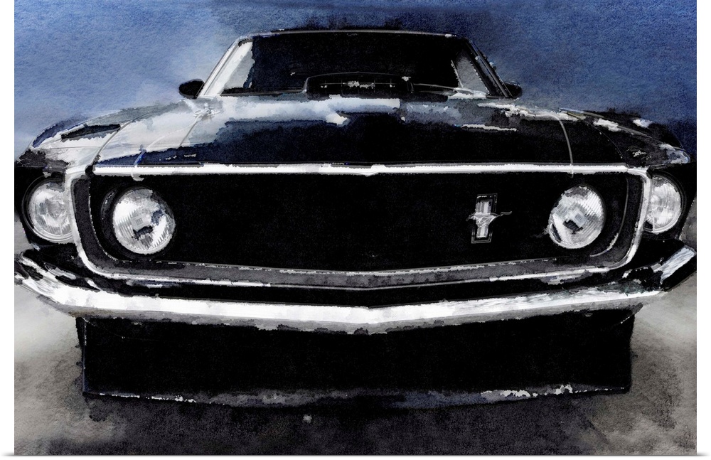 1969 Ford Mustang Shelby Front Watercolor