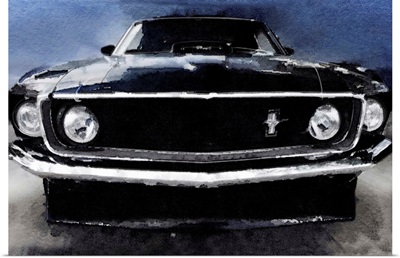 1969 Ford Mustang Shelby Front Watercolor