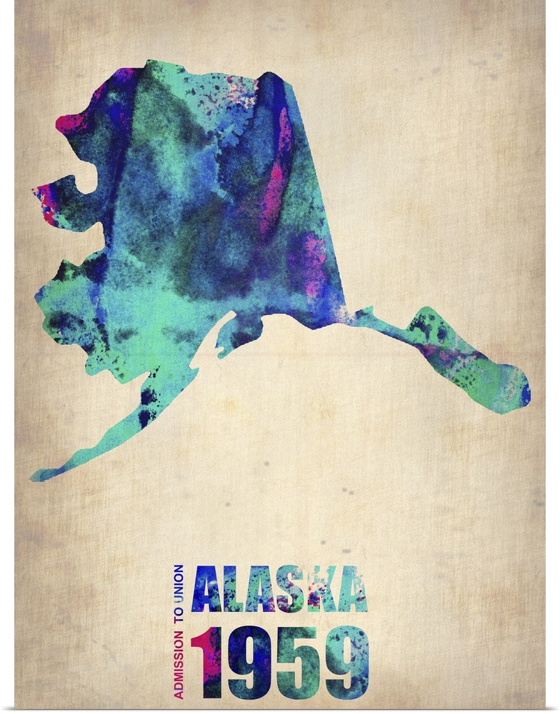 Alaska Watercolor Map