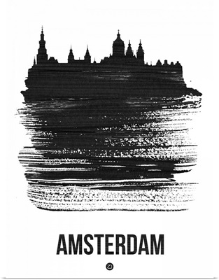 Amsterdam Skyline Brush Stroke Black