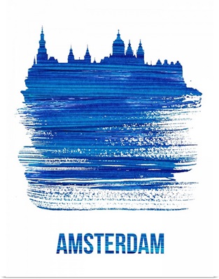 Amsterdam Skyline Brush Stroke Blue