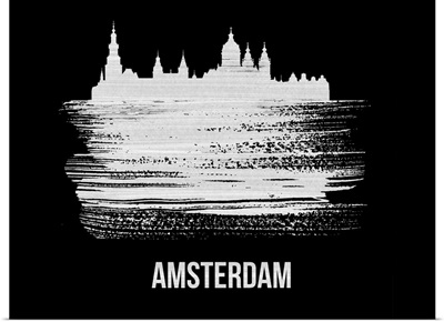 Amsterdam Skyline Brush Stroke White