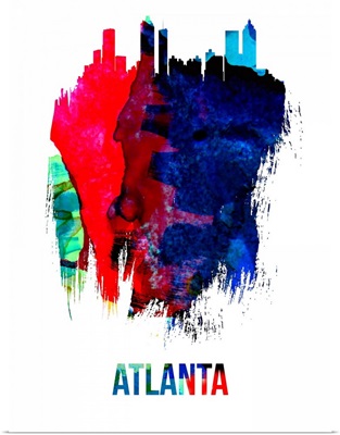 Atlanta Skyline Brush Stroke Watercolor