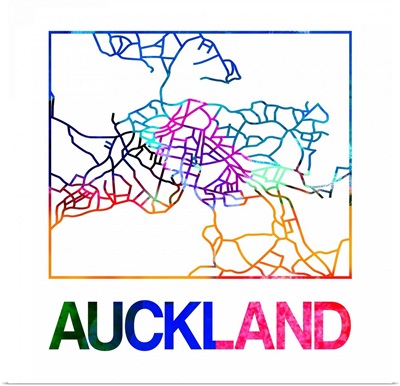 Auckland Watercolor Street Map