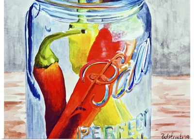 Ball Jar With Tree Peppers