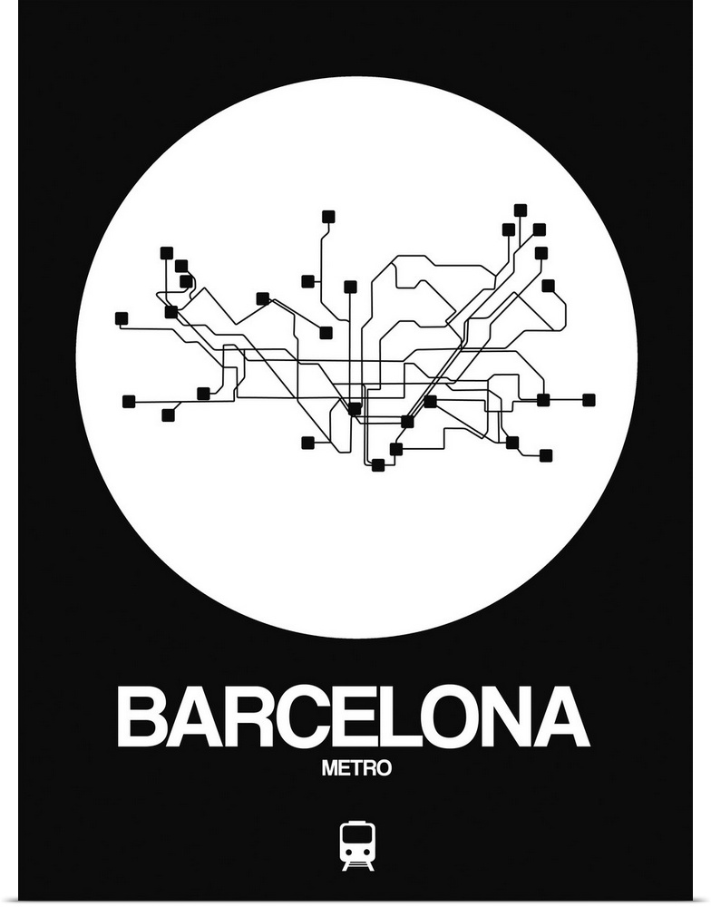 Barcelona White Subway Map