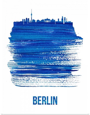 Berlin Skyline Brush Stroke Blue