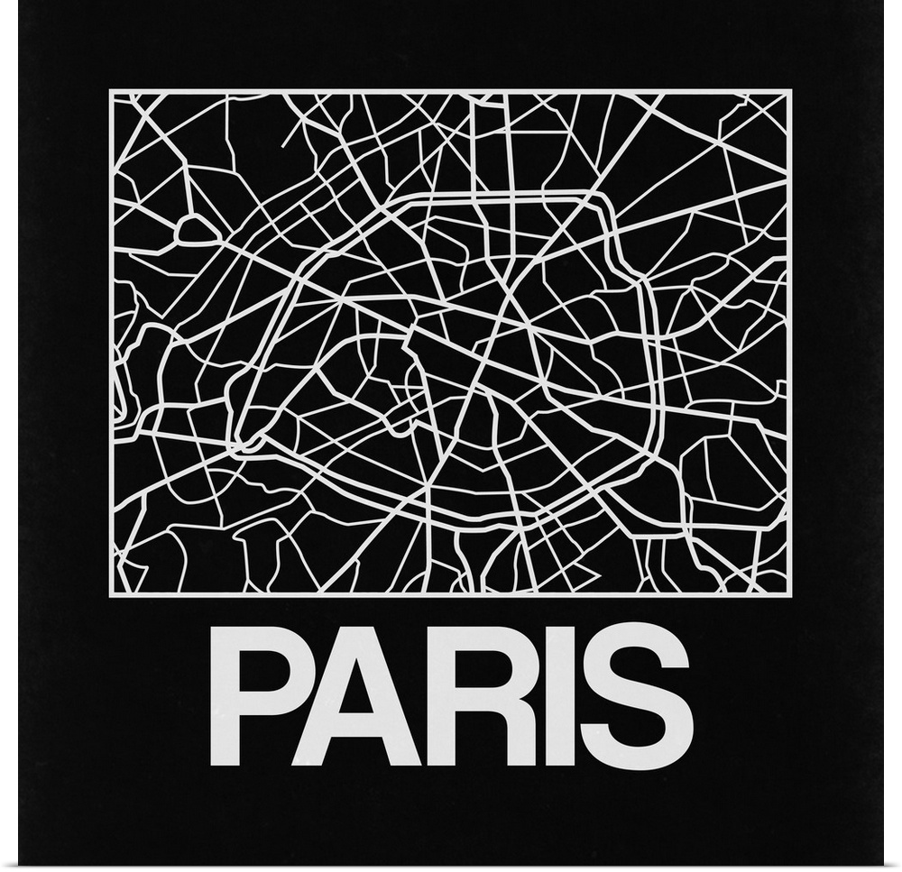 Contemporary minimalist art map of the city streets of Paris.