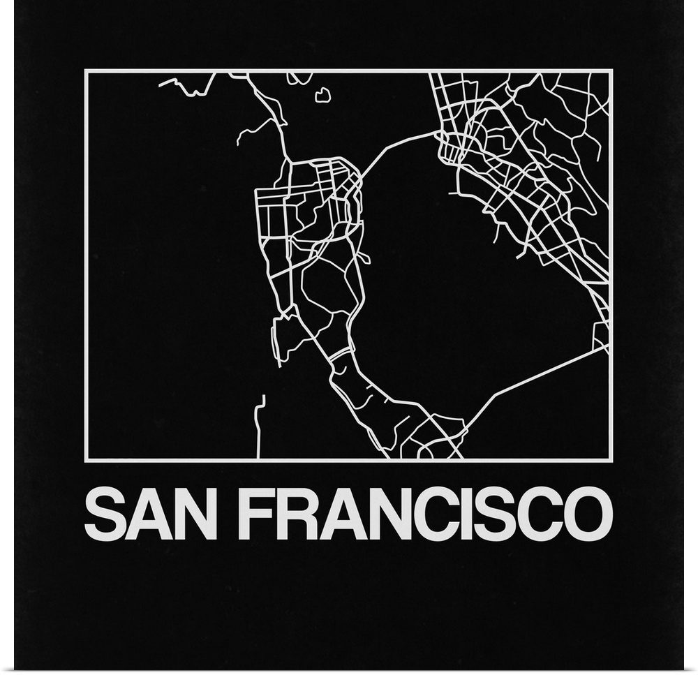 Contemporary minimalist art map of the city streets of San Francisco.