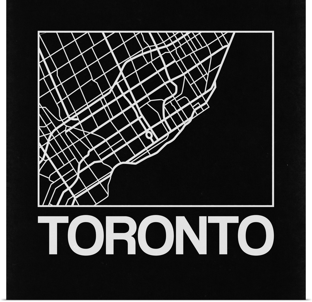 Contemporary minimalist art map of the city streets of Toronto.