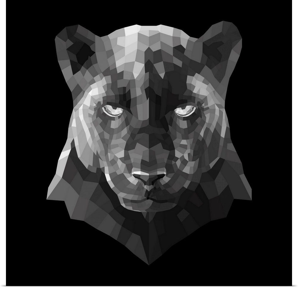 Panther head made up of a polygon mesh.