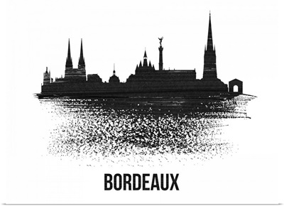 Bordeaux Skyline Brush Stroke Black II